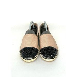 Circus Sam Edelman Loretta Moccasin Woven Beaded Blush Black Espadrille Size 7.5